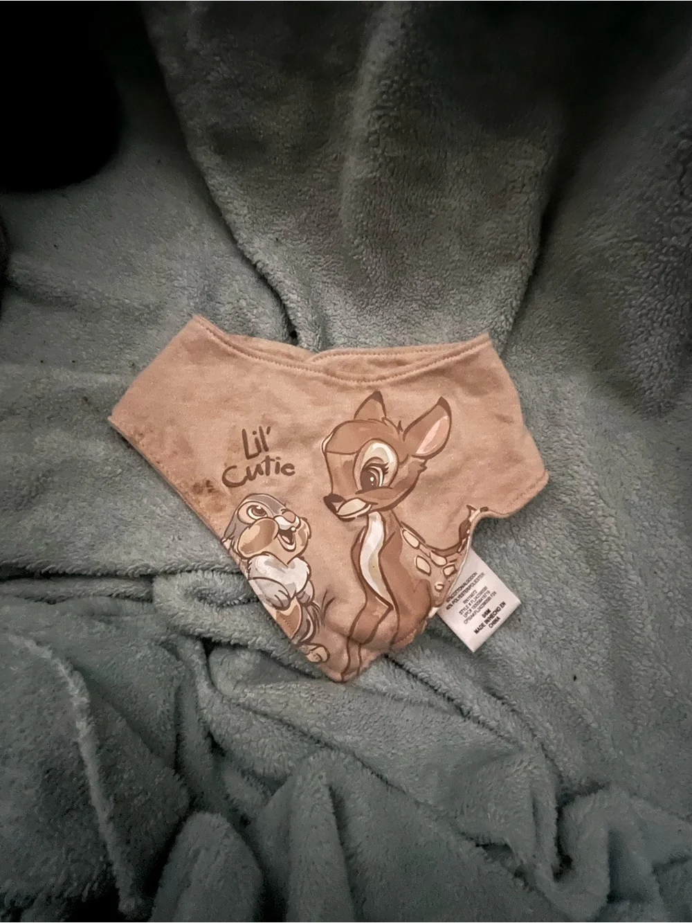 Disney Beige/Brown Bambi & Thumper Bandana Bib